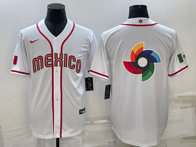 Men 2023 World Cub Mexico Blank White Nike MLB Jersey7